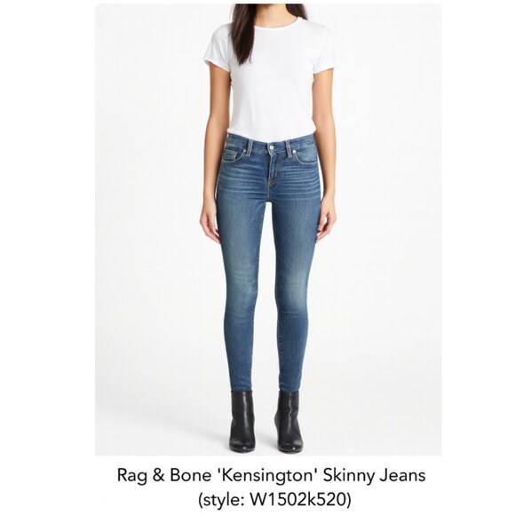 Rag & Bone Monument Low Rise Skinny Jeans Size 25 Y2K Stretch Denim W1502K520 - Picture 1 of 10